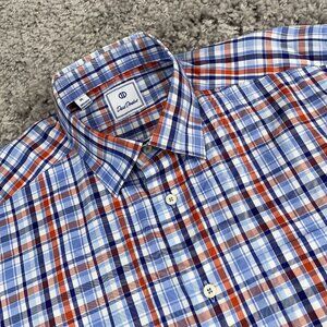 David Donahue Dress Shirt Men's Size XL Long Sleeve Button Up Plaid Check EUC